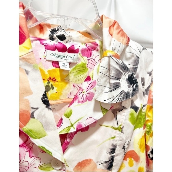 Coldwater Creek Sz PS Spring Floral Print Blazer Jacket Peplum Stretch Womens - Picture 6 of 7